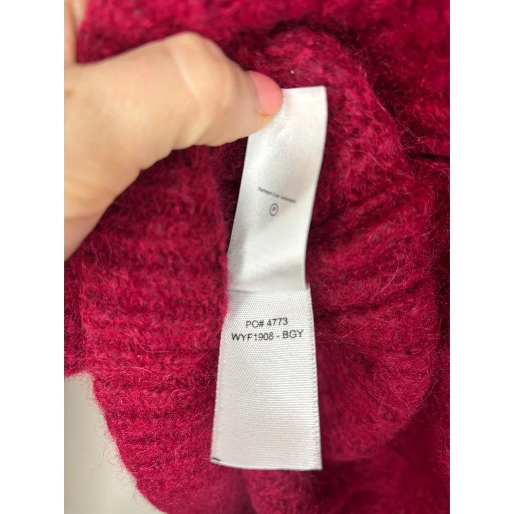 Faherty Sweater‎ Womens XS Magenta Baby Alpaca Wool Blend Ribbed V Neck